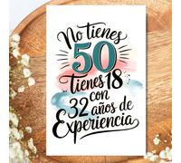 TEMU 1 tarjeta de en español para 50 años con sobre, regalo único para mujeres, hombres, , , hermanas, hijos, , esposos, mejores , esposas, mamás, ideal para Navidad o cualquier ocasión