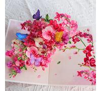 TEMU 1 tarjeta de felicitación 3D con , con un arreglo floral rosa y mariposas, ideal para de la , , aniversarios y regalos de San Valentín para ella, completa con un sobre
