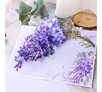 TEMU 1 tarjeta de felicitación 3D con rama de flor de glicinia - Diseño floral para de la , , San Valentín, Acción de Gracias, aniversarios, - Regalo ideal para ella, ,