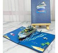 TEMU 1 Tarjeta de Felicitación 3D Pop-Up a con Sobre, Diseño de Barco de Vacaciones, Adecuada para Hombres/// de /Novio/Esposo//Él/Padre//, Ideal para /Aniversarios/Vacaciones/Navidad/Día y Ocasiones