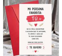 TEMU 1 Tarjeta de Felicitación y 1 Sobrecarta Tarjeta Española de Amor para Novia o Novio, Regalo de Aniversario San Valentín , Tarjeta de Persona