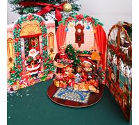 TEMU 1 tarjeta de Navidad clásica con diseño de Papá Noel un regalo, con nota y sobre incluidos, ideal para cualquier persona