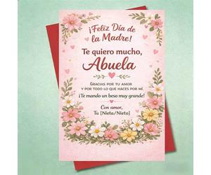 TEMU 1 tarjeta para de la para , en español, diseño floral, mensaje de agradecimiento, , regalo de para la del Día de la , sobre incluido
