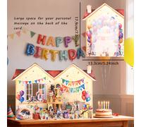 TEMU 1 tarjeta, Tarjeta de de Gato, Lindo Pop-Up de Gatitos 3D, Tarjeta de con Globos y Pastel, Ideal para Invitaciones de , Fiestas, Decoraciones para Navidad, Año , San Valentín