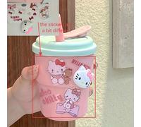 TEMU 1 taza de agua de Sanrio Hello Kitty con pegatinas , , taza portátil de gran capacidad para café y leche, ideal para el trabajo, estudiar y uso doméstico