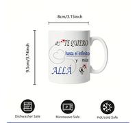 TEMU 1 taza de cerámica de 11 onzas con española y diseño de - "Te Quiro" y " el Infinuto" inscritos, lavable en máquina, para café, té o regalos, uso en todas , accesorios para bar de café