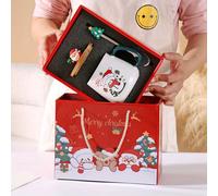TEMU 1 taza grande de cerámica de 400 ml/13.5 oz con y cuchara - Taza de Navidad con Santa, Reno y , Juego de regalo festivo y para chocolate caliente, té, café - Solo a , vajilla festiva