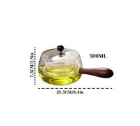TEMU 1 tetera de vidrio de borosilicato resistente al con asa lateral, 500 ml, gran capacidad, tetera de vidrio aislante para el té