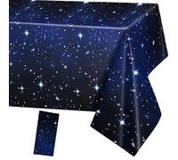 TEMU 1 ud./6 uds. Mantel de cielo estrellado, mantel de galaxia de plástico desechable, artículos para fiestas temáticas de noche estrellada espacial, de , mantel de mesa para comedor al , 137*220 cm