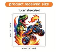 TEMU 1 ud. Adhesivos de pared autoadhesivos removibles de vinilo con diseño de camión monstruo persiguiendo dinosaurios, decoración para el hogar, , dormitorio y entrada