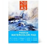 TEMU 1 ud. Bloc de Acuarela Premium de 20 Hojas - Cuaderno de Dibujo y Pintura de Calidad 140Lb/300 GSM Sin Ácido, Tamaño A3 para , y Húmeda - Para Artistas, y