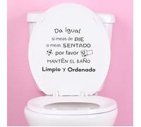 TEMU 1 ud. Calcomanía de vinilo para de inodoro con texto en español "Mantén el baño limpio y ordenado", adhesivo de pared para decoración, baño, , removible, para el hogar, de pared