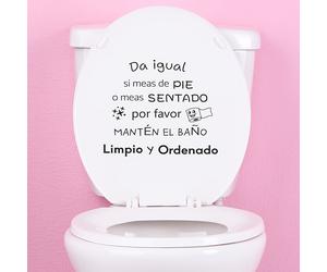 TEMU 1 ud. Calcomanía de vinilo para de inodoro con texto en español "Mantén el baño limpio y ordenado", adhesivo de pared para decoración, baño, , removible, para el hogar, de pared