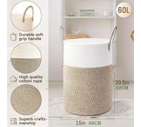 TEMU 1 ud. - Cesta de Ropa para Lavandería, Canasta Tejida con Cuerda para Almacenamiento Decorativo de Ropa Sucia, Juguetes y Mantas en Baño, Dormitorio y