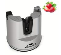 TEMU 1 , un afilador profesional adecuado para varios cuchillos de cocina, con para mayor estabilidad, diseñado para afilar herramientas, en color plateado