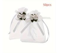 TEMU 10/20/50pcs Bolsas de Regalo de Organza con para , Bolsas de Joyería con Cordón para Fiestas, , Navidad y San Valentín