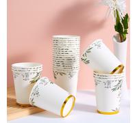 TEMU 10/25 vasos de papel desechables, elegantes vasos con estampado en caliente, vasos para bebidas frías y café, ideales para fiestas de , reuniones familiares, picnics y decoraciones de fiestas
