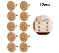 TEMU 10/6/3 piezas Tiradores de madera de hechos a con forma de , diseño floral grabado, , tiradores de cajón de un solo orificio para tocadores, gabinetes, cocina, decoración de muebles