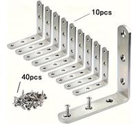 TEMU 10 Esquinas de Código con 40 Tornillos 50 piezas Esquina de Ángulo de L Soporte Fijo con Juego de Tornillos, Pieza de Conexión de Muebles, Refuerzo de Esquina de Hierro