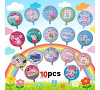 TEMU 10 globos redondos temáticos de Peppa Pig para decoraciones de , ideales para reuniones familiares y accesorios fotográficos
