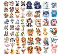 TEMU 10 hojas de 60 diseños de pegatinas de tatuajes para fiestas temáticas de animales en acuarela 3D, diseño de de animales multi- con erizo, , zorro, , dinosaurio, panda, y flamenco