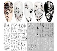 TEMU 10 Hojas de Pegatinas para Uñas con Diseños Florales y - Autoadhesivas, Calcomanías Reutilizables de Flores Primaverales con Diseños de Flores Vibrantes para una Fácil Decoración de Uñas DIY