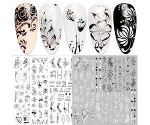 TEMU 10 Hojas de Pegatinas para Uñas con Diseños Florales y - Autoadhesivas, Calcomanías Reutilizables de Flores Primaverales con Diseños de Flores Vibrantes para una Fácil Decoración de Uñas DIY
