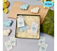 TEMU 10 Juegos de Detalles para de Baby Shower: Velas Pequeñas de con Tarjetas de Agradecimiento y Bolsas de Organza para Regalos de Regreso, Revelación de Género o (5 Blancas y 5 Azules)