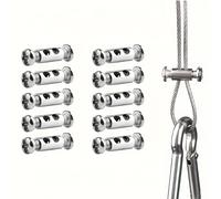 TEMU 10 juegos de hebilla de bloqueo ajustable, tornillos de y clips, adecuado para cables de acero de 1-2 mm