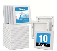 TEMU 10 Mini Lienzos para Pintar 4X4, Paquete de Lienzos Estirados de con 0.63 pulgadas de Grosor, Lienzos Pequeños en Granel, Ideales para Proyectos, Fiestas de y Decoración de Paredes