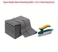 TEMU 10 Paños de Microfibra Mágicos para Limpieza de Vidrios + Cepillo para Rendijas y Suelos | Reutilizables, Lavables, Sin Pelusa | Diseño Portátil para Baño, Cocina y Sala