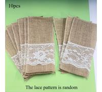 TEMU 10 piezas, Bolsa de Cubiertos Vintage - Fundas de Lino para Cuchillos y Tenedores, Decoración Rústica para , Despedidas de Soltera, Mesa de Restaurante y Organización de Cocina en el Hogar