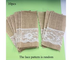 TEMU 10 piezas, Bolsa de Cubiertos Vintage - Fundas de Lino para Cuchillos y Tenedores, Decoración Rústica para , Despedidas de Soltera, Mesa de Restaurante y Organización de Cocina en el Hogar