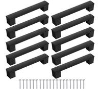 TEMU 10 piezas de de muebles negras mate, de agujero 128/160 mm, modernas y estéticas para armarios, cajones y puertas, ideales para cocina, baño, - Juego completo con tornillos