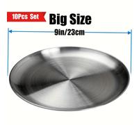 TEMU 10 Piezas de Platos de Cena de Acero Inoxidable 304, Duraderos, No Tóxicos, para Lavavajillas, para Uso en el Hogar y al