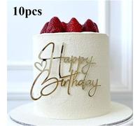 TEMU 10 piezas de Topper para pastel de , Topper lateral para pastel de acrílico espejado, dorado para pastel para de