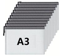 TEMU 10 unidades de carpeta A3 extra grande con cremallera, carpeta de papelería clásica y negro y carpeta de duradera, adecuada para material de oficina, almacenamiento de viajes en el hogar,