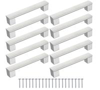 TEMU 10 unidades de de muebles de plata, espaciado de orificios 128/160Mm, modernas y estéticas para armarios, cajones y puertas, ideales para cocina, baño, - Juego completo con tornillos