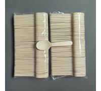 TEMU 100/200pcs Cucharas de Madera Desechables Elegantes de 3.35" para Degustación, Yogur, Helado, Postres - Perfectas para Fiestas, , Graduaciones y Picnics, Cucharas de , Cucharas de Sal de Baño