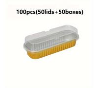 TEMU 100/50pcs Moldes Desechables de Aluminio para Pan Mini con Tapas - 6.8oz Tazas Rectangulares para Hornear Pan, Cheesecakes y Más - Fáciles de Limpiar y Transportar