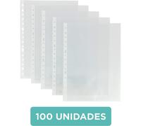 TEMU 100 Fundas Plástico Cristal, Tamaño Folio, Polipropileno Calidad Estándar, Lomo , 16 Taladros, Perfectas como Material Escolar y de Oficina.