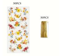 TEMU 100 piezas Bolsa de Celofán con Diseño de Primaverales, Bolsas para Dulces y Regalos, Estilo Retro, Ideal para , Fiestas, ( de 4 Estilos)