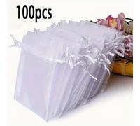 TEMU 100 piezas Bolsas de regalo de organza transparente con cierre de cordón, perfectas para favores de boda, regalos de , joyería, dulces y decoraciones, pequeñas bolsas de tela para regalos y