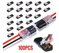 TEMU 100 Piezas Conectores de Cable para Tiras LED de 2 Pines, Conectores para Tiras de Luz LED de Voltaje con Hebilla de Bloqueo, Conectores Rápidos para Tiras de Luz LED