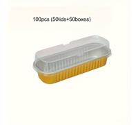 TEMU 100 Piezas de Moldes Desechables de Aluminio para Pan Mini con Tapas - 6.8 oz Tazas Rectangulares para Hornear Pan, Cheesecakes y Más - Fáciles de Limpiar y Transportar