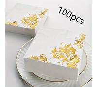 TEMU 100 servilletas doradas de 9.84 pulgadas, perfectas para recepciones de - Elegantes servilletas desechables para decoración de fiestas