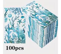 TEMU 100 servilletas largas de papel con diseños de de coral, perfectas para , , aniversarios, reuniones familiares y decoraciones de mesa - Ideales para decoración y suministros de fiestas
