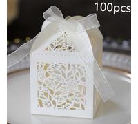 TEMU 100pcs con Hoja Hueca Cortada por Láser, para Dulces de Boda o de con Moño, 100pcs, Beige, Navidad, Halloween