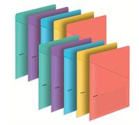 TEMU 10pcs Carpetas de de Tamaño Carta con Líneas de Notas - Colores Surtidos, Diseño de Fácil Visualización para Organizar Documentos