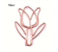 TEMU 10pcs Clips de Papel Metálicos de - Diseño Floral Multicolor, Hierro Duradero, Ideal para la Organización y Clasificación de Documentos de Oficina, Formas de Flores Moradas